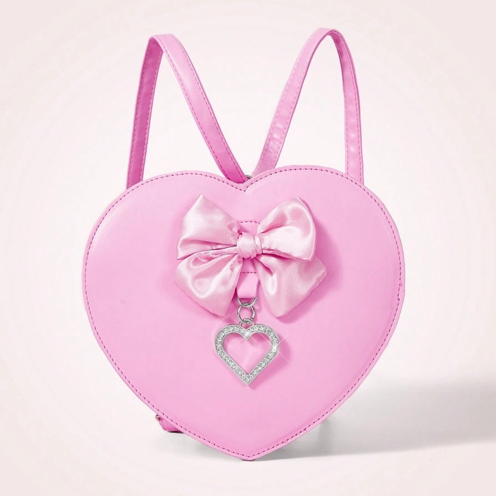 Pink Bow & Heart Backpack 🎀💖 Small Fashion School Bag ✨